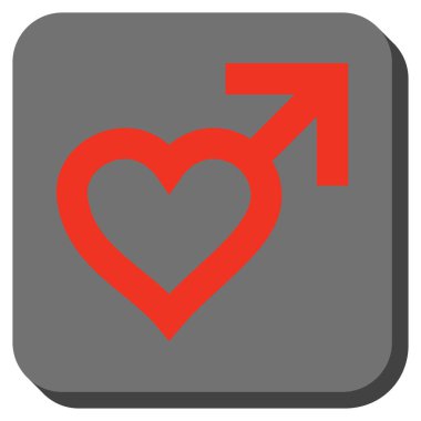 Erkek kalp kare düğme yuvarlak