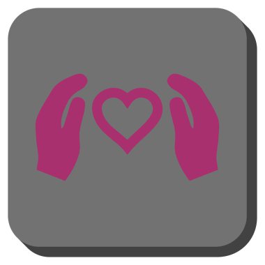 Aşk bakım el yuvarlak kare düğme