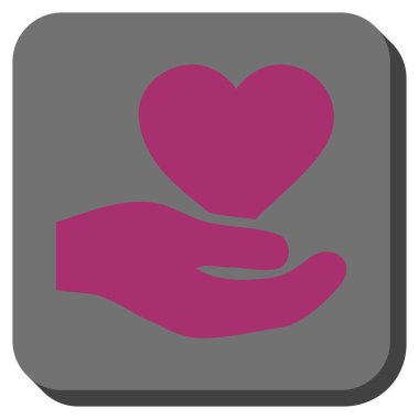 Aşk kalp teklif el yuvarlak kare düğme