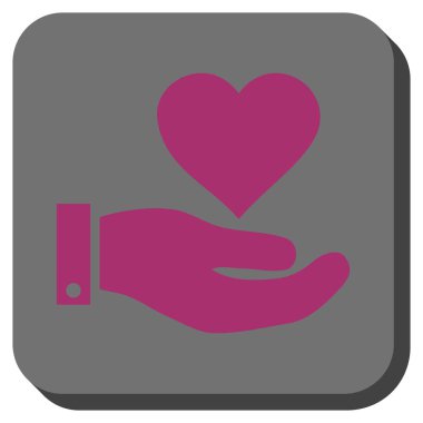 Aşk kalp teklif el yuvarlak kare düğme