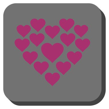 Aşk kalp şekli yuvarlak kare düğme