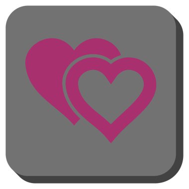 Sevgi kalpleri yuvarlak kare düğme