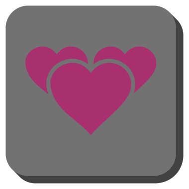 Sevgililer günü kalpleri yuvarlak kare düğme