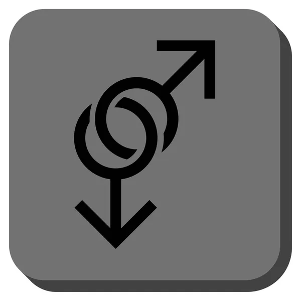 Bouton carré arrondi de symbole d'amour gay — Image vectorielle