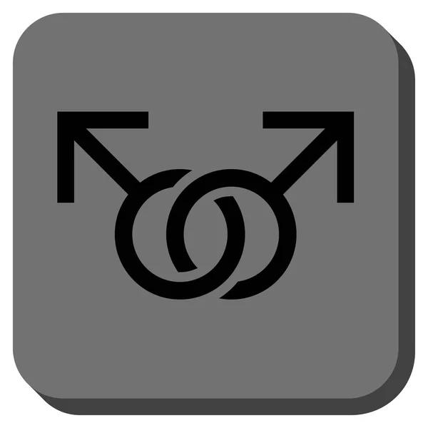 ゲイ愛シンボル丸い正方形ボタン — ストックベクタ