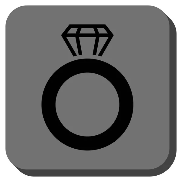 宝石リング丸みを帯びた正方形ボタン — ストックベクタ