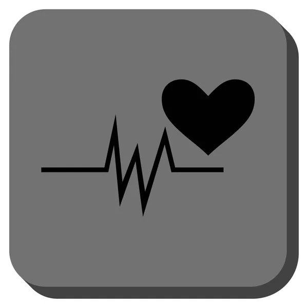 Botón cuadrado redondeado de señal de pulso cardíaco — Vector de stock