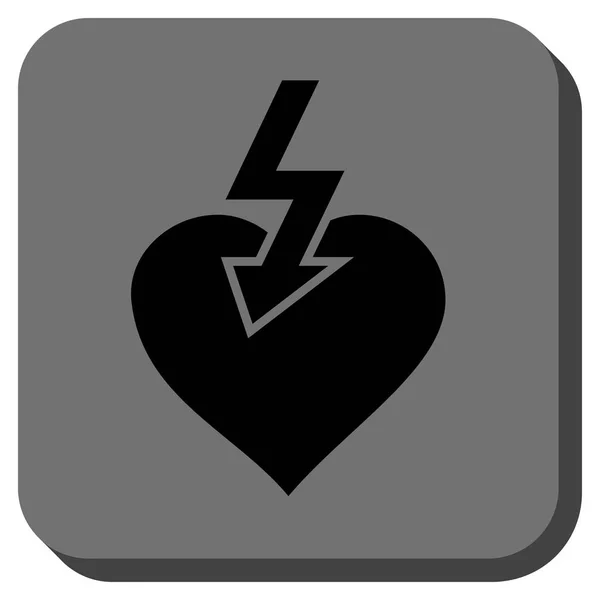 Coração Choque greve arredondado botão quadrado — Vetor de Stock