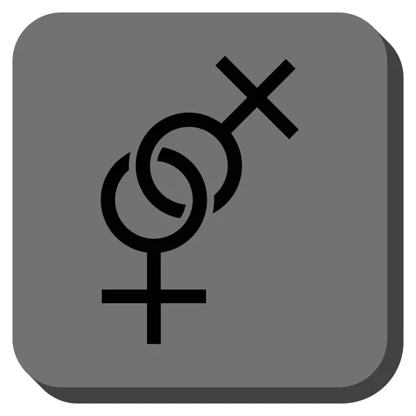 Lesbianas amor símbolo redondeado cuadrado botón — Vector de stock