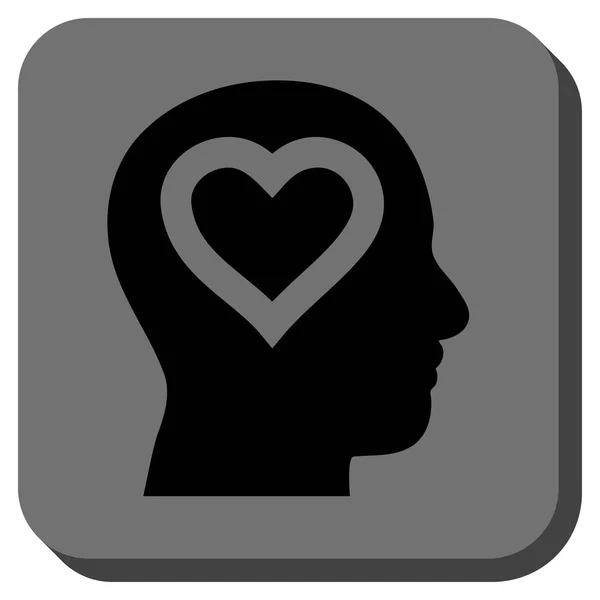 Amour dans la tête arrondi bouton carré — Image vectorielle