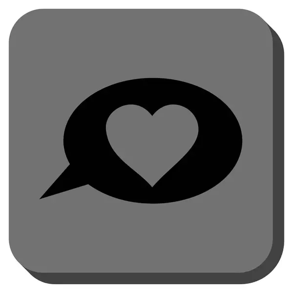 De ballon van de boodschap van de liefde afgerond vierkante knop — Stockvector