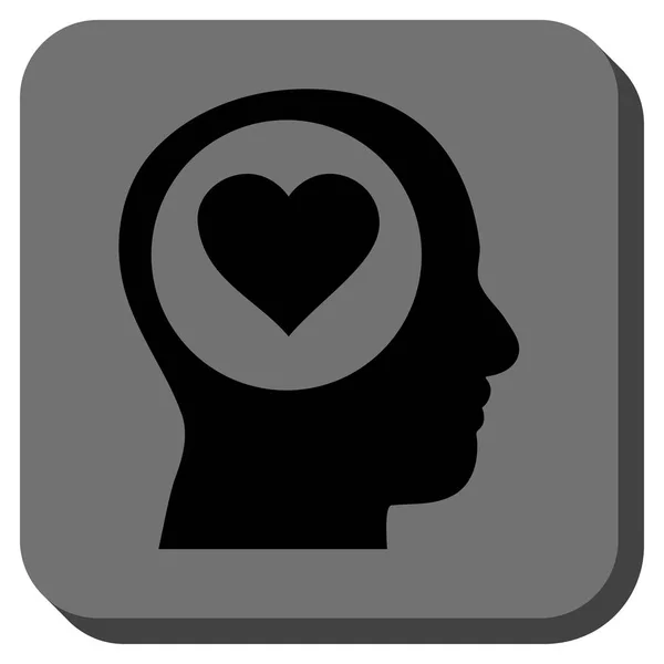 Αγάπη σκέψης κεφάλι στρογγυλεμένο τετράγωνο κουμπί — Διανυσματικό Αρχείο