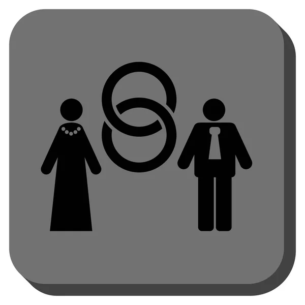 Ehe Personen gerundeten quadratischen Knopf — Stockvektor