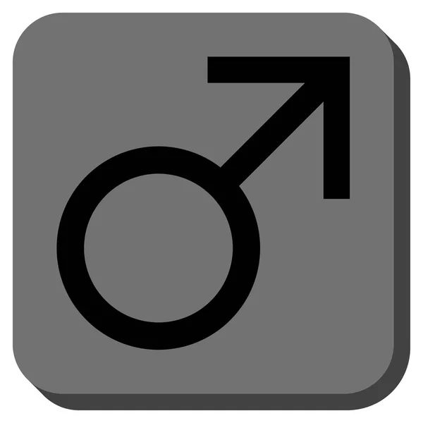 Άρη αρσενικό σύμβολο στρογγυλεμένο τετράγωνο κουμπί — Διανυσματικό Αρχείο