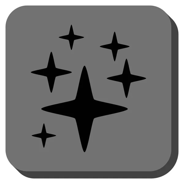 Sparkle Stars arredondado botão quadrado — Vetor de Stock