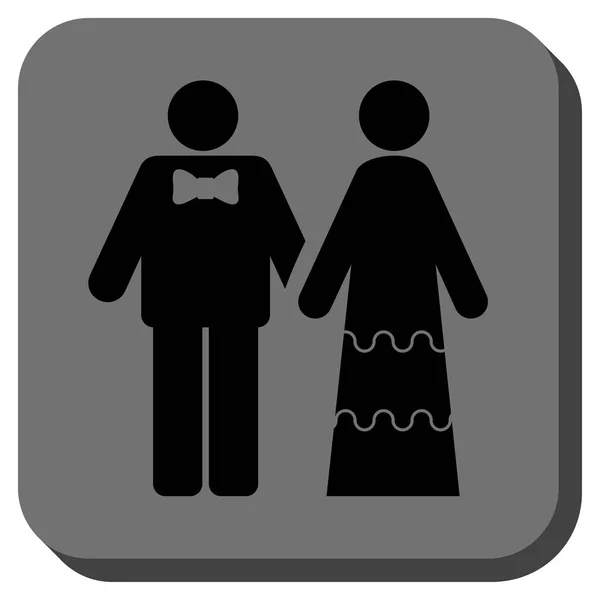 Personnes de mariage arrondi bouton carré — Image vectorielle