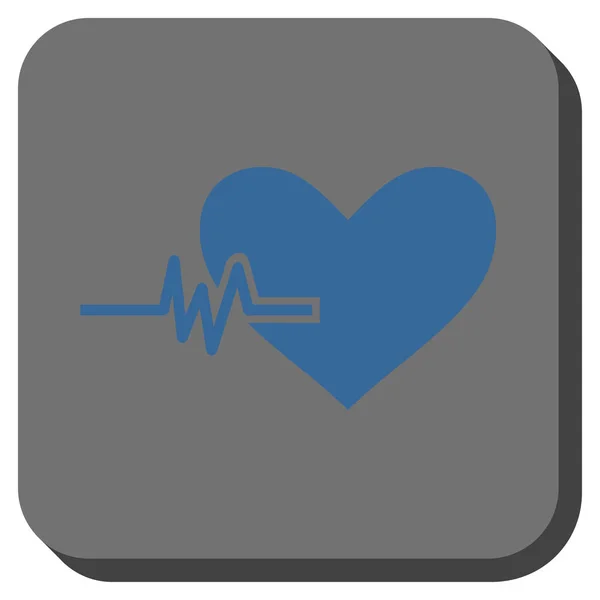Καρδιακού σφυγμού στρογγυλεμένο τετράγωνο κουμπί — Διανυσματικό Αρχείο