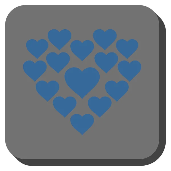 Coração de amor forma arredondado botão quadrado — Vetor de Stock