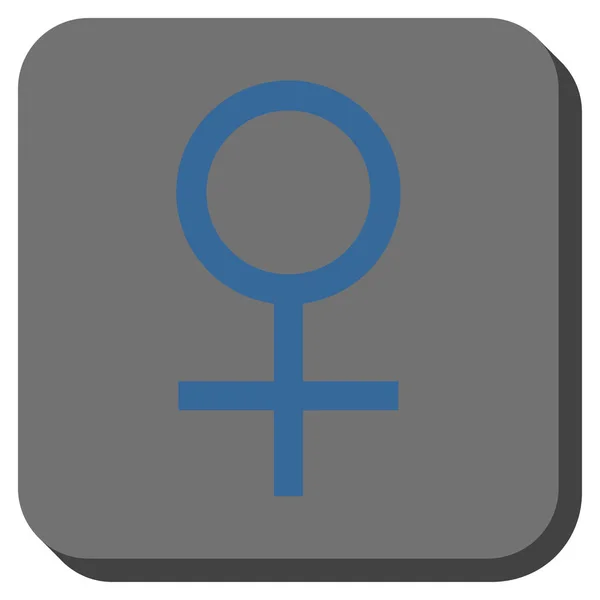 Αφροδίτη θηλυκό σύμβολο στρογγυλεμένο τετράγωνο κουμπί — Διανυσματικό Αρχείο
