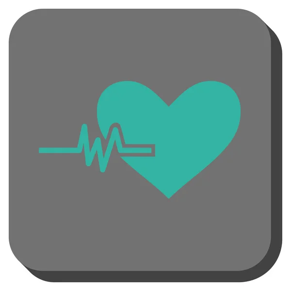 Пульс сердца округлый квадрат кнопки — стоковый вектор