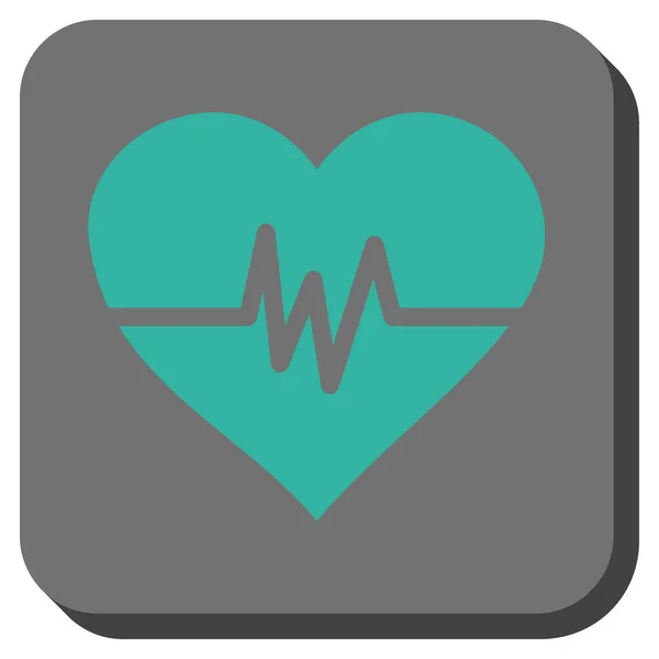 Coração Pulso arredondado botão quadrado — Vetor de Stock