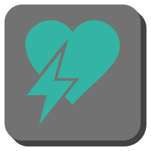 Coeur choc arrondi bouton carré — Image vectorielle