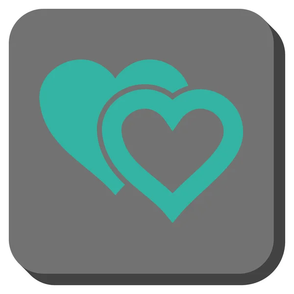 Καρδιές αγάπη στρογγυλεμένο τετράγωνο κουμπί — Διανυσματικό Αρχείο