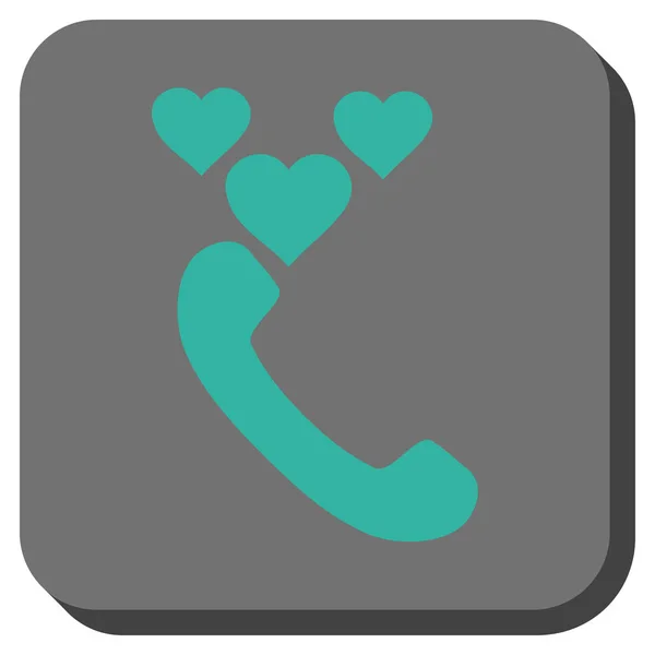 Liefde telefoongesprek afgerond vierkante knop — Stockvector