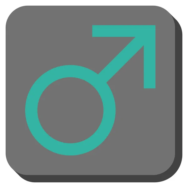 火星の男性シンボル丸い正方形ボタン — ストックベクタ
