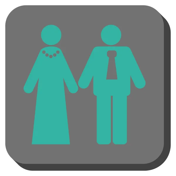 Nouveaux mariés rond bouton carré — Image vectorielle