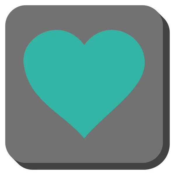 Αγίου Βαλεντίνου καρδιά στρογγυλεμένο τετράγωνο κουμπί — Διανυσματικό Αρχείο