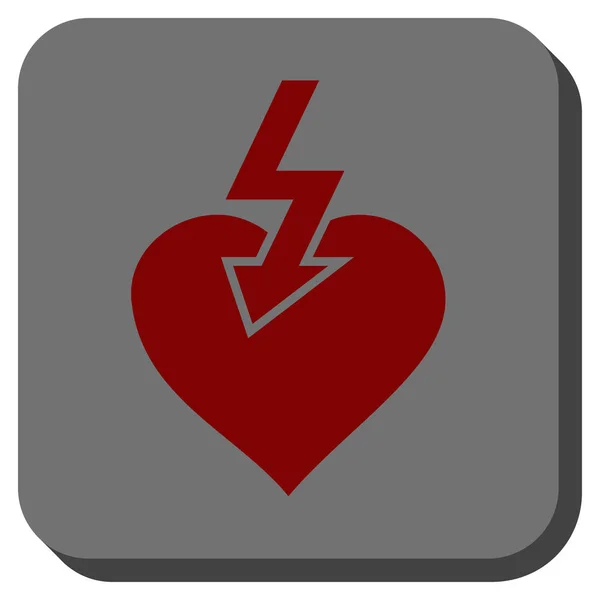 Heart Shock Strike Rounded Square Button — Stock Vector