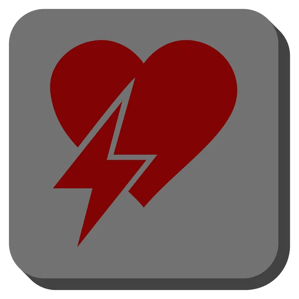 Σοκ καρδιά στρογγυλεμένο τετράγωνο κουμπί — Διανυσματικό Αρχείο