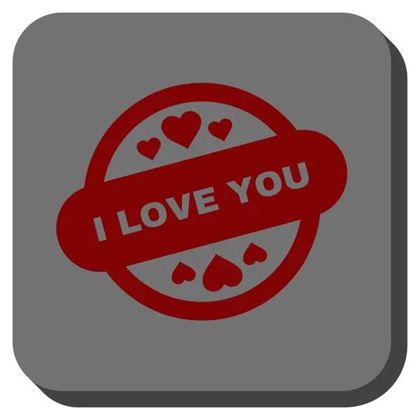 I Love You Stamp Seal Rounded Square Button — Stock Vector