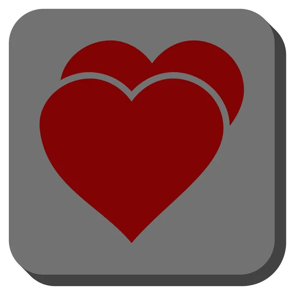 Coração de amor arredondado botão quadrado — Vetor de Stock