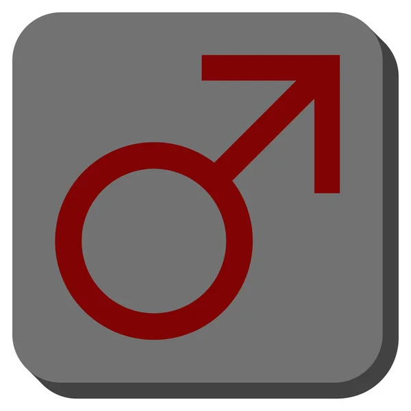 Άρη αρσενικό σύμβολο στρογγυλεμένο τετράγωνο κουμπί — Διανυσματικό Αρχείο