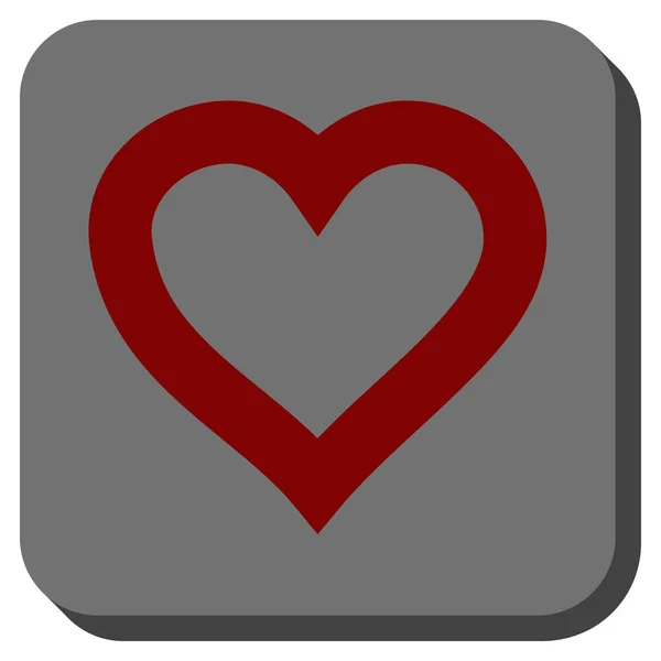 Serce valentine zaokrąglony kwadrat przycisk — Wektor stockowy