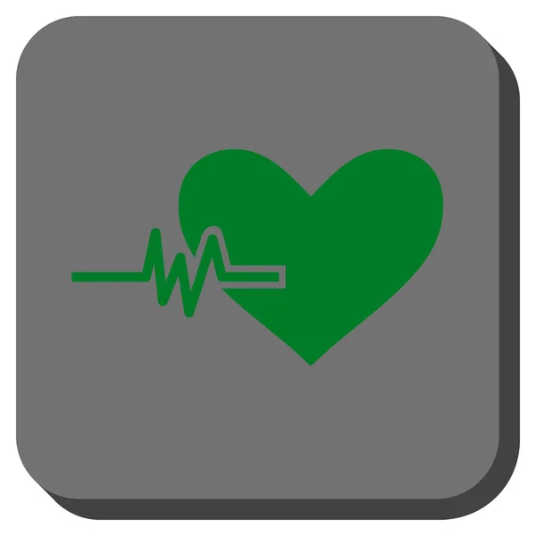Pulso del corazón redondeado botón cuadrado — Vector de stock