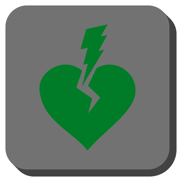 Láska srdce Crash zaoblené čtvercové tlačítko — Stockový vektor