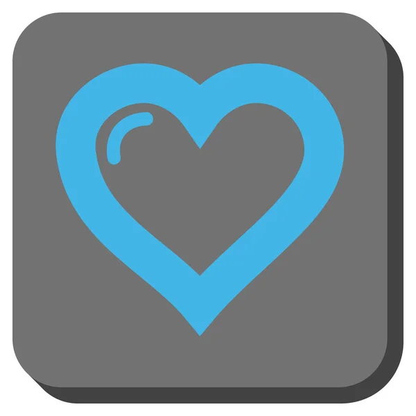 Αγάπη καρδιά στρογγυλεμένο τετράγωνο κουμπί — Διανυσματικό Αρχείο