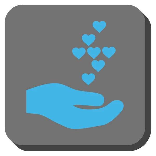 Love Hearts offre main arrondi bouton carré — Image vectorielle
