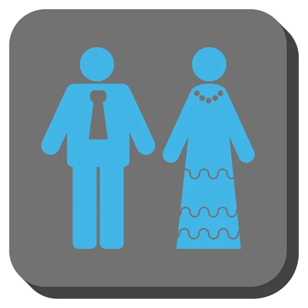 新婚夫妇圆形方形按钮 — 图库矢量图片