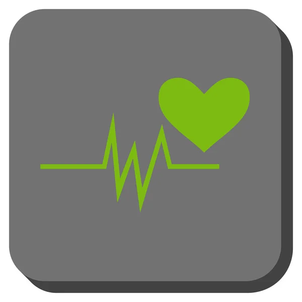 Bouton carré arrondi de signal d'impulsion cardiaque — Image vectorielle