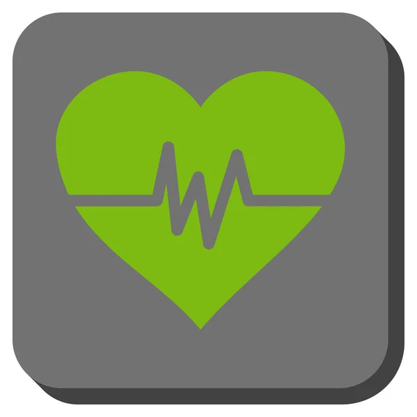 Heart puls avrundat fyrkantig knapp — Stock vektor