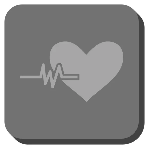 Bouton carré arrondi pouls cardiaque — Image vectorielle