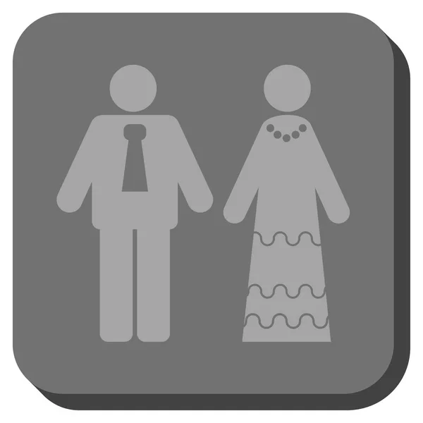 新婚夫妇圆形方形按钮 — 图库矢量图片