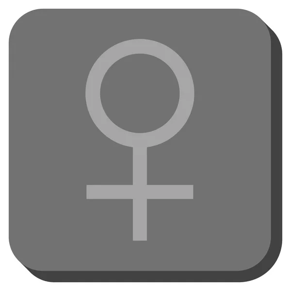 Vrouwelijke venussymbool afgerond vierkante knop — Stockvector