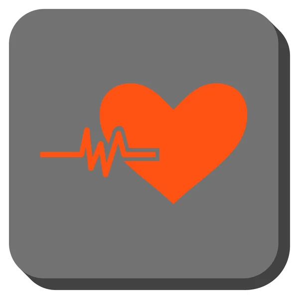 Καρδιακού σφυγμού στρογγυλεμένο τετράγωνο κουμπί — Διανυσματικό Αρχείο