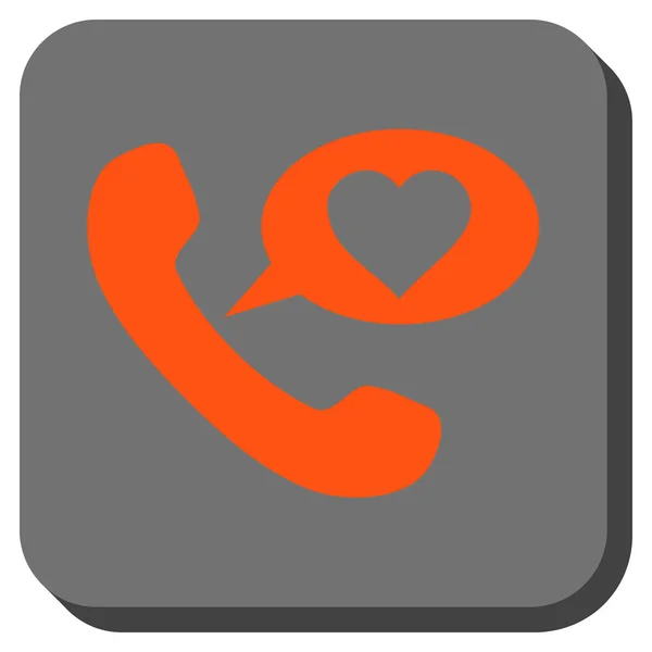 Liefde telefoonnotitie afgerond vierkante knop — Stockvector