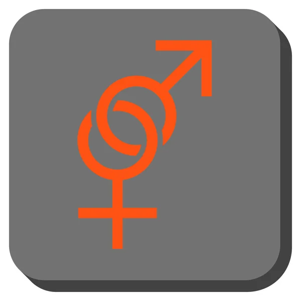 Bouton carré arrondi de symbole de sexe — Image vectorielle